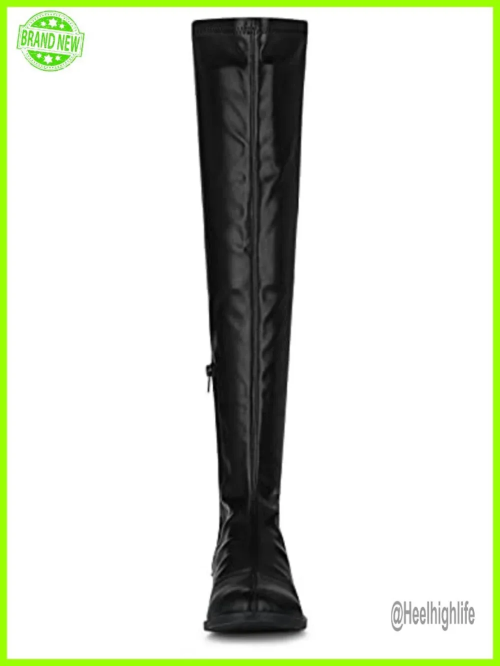 Faux Leather Over the Knee Boots Block Heel Zip Closure